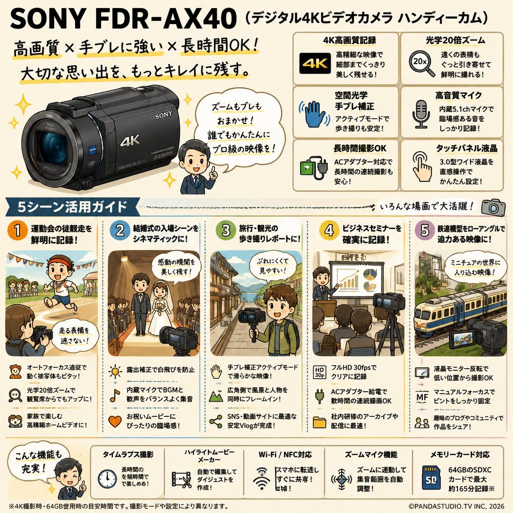 SONY FDR-AX40 （デジタル４Kビデオカメラ ハンディーカム） 用途