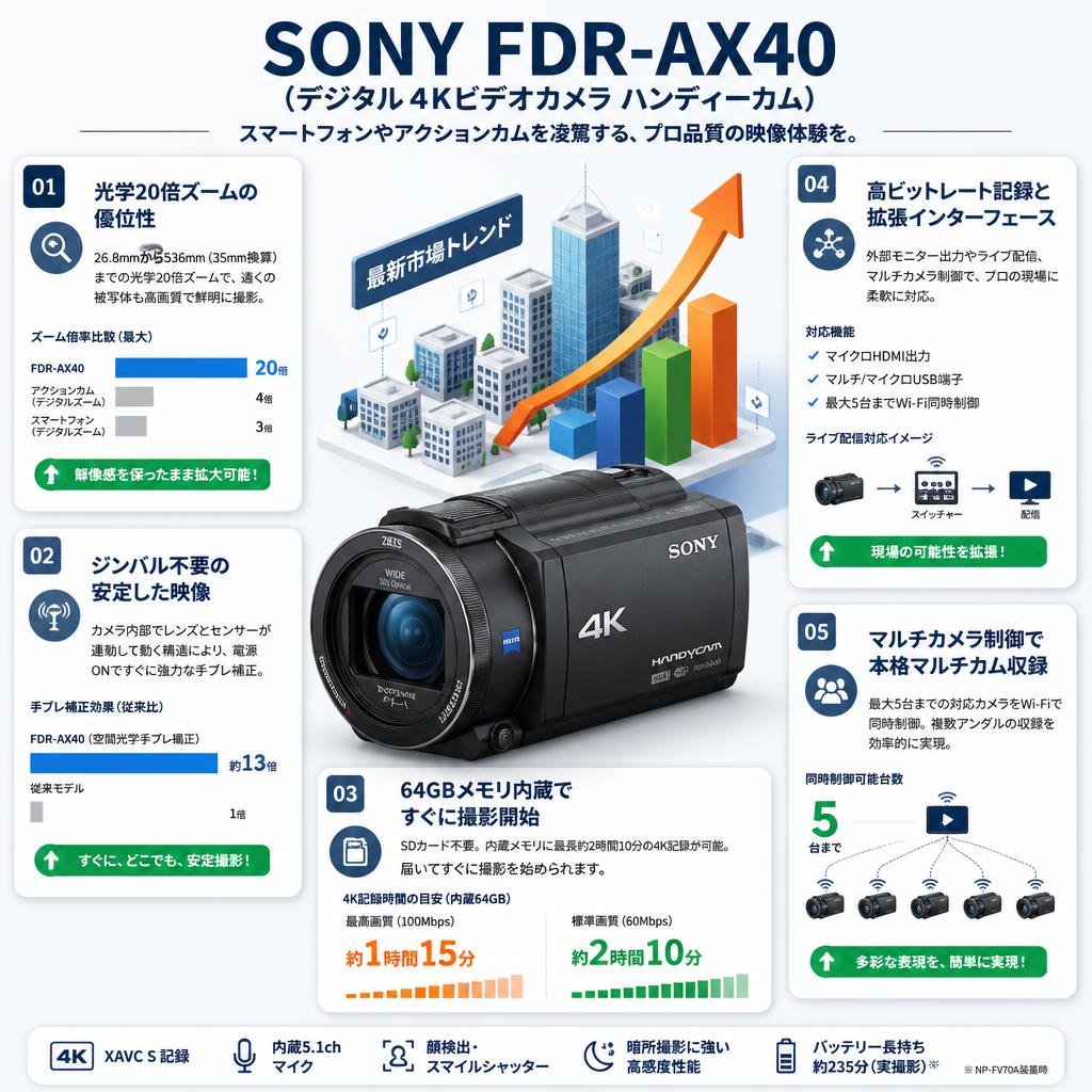 SONY FDR-AX40 （デジタル４Kビデオカメラ ハンディーカム） セールスポイント