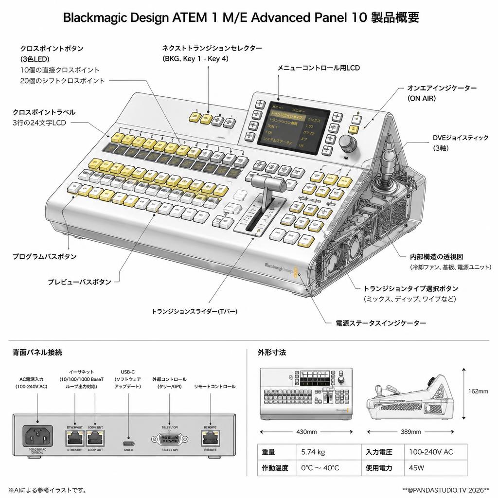 Blackmagic Design ATEM 1 M/E Advanced Panel 10 スペック