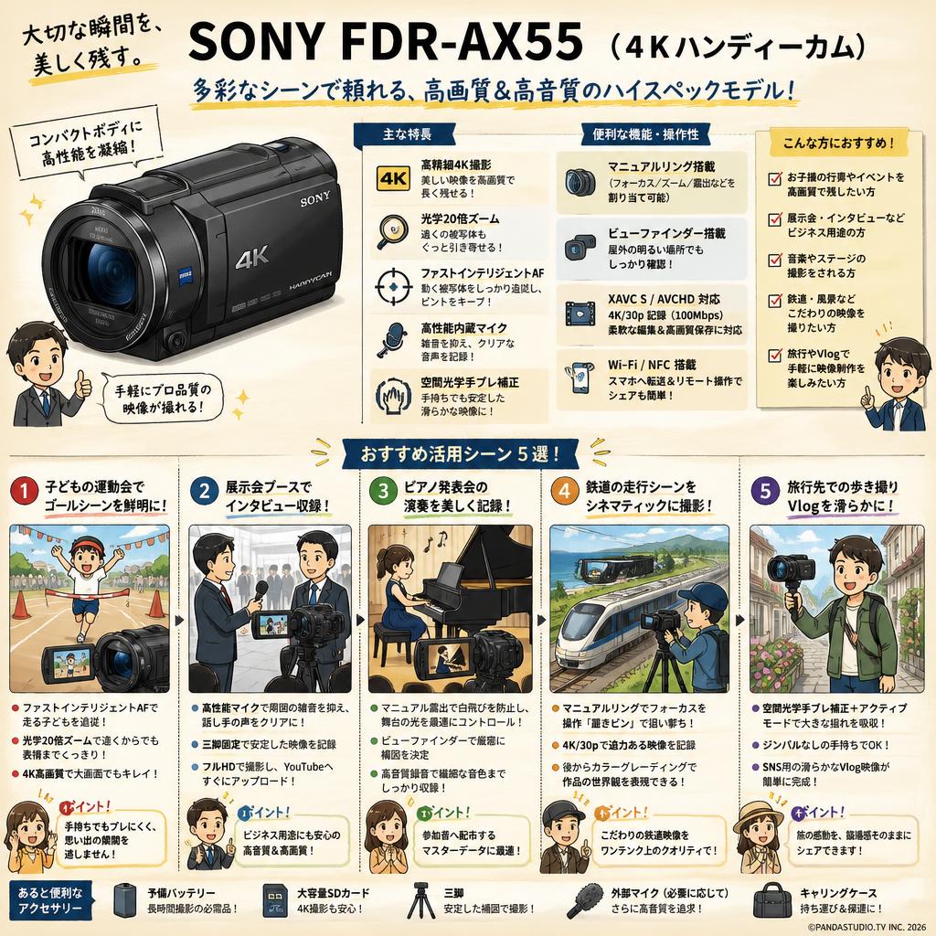 SONY FDR-AX55 （４Kハンディーカム） 用途