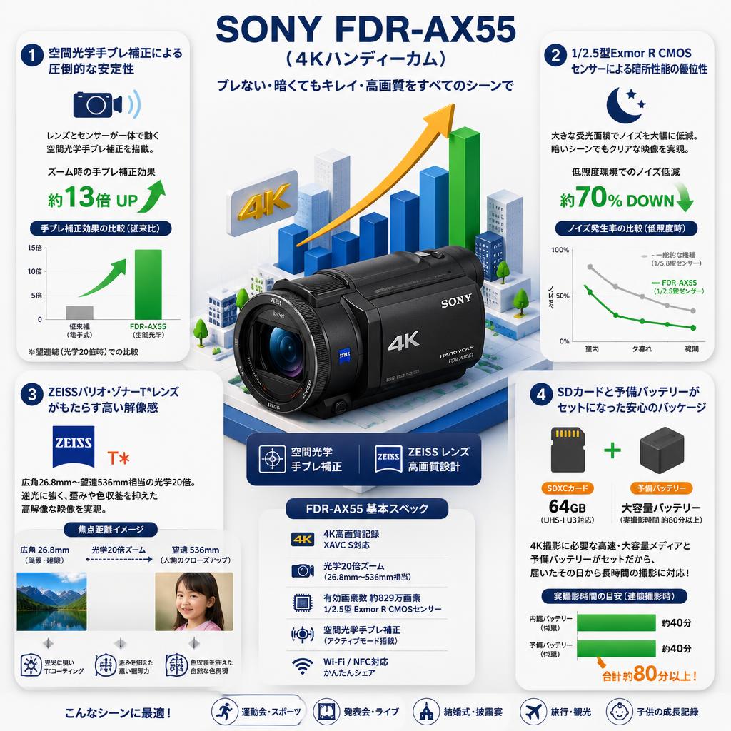 SONY FDR-AX55 （４Kハンディーカム） セールスポイント