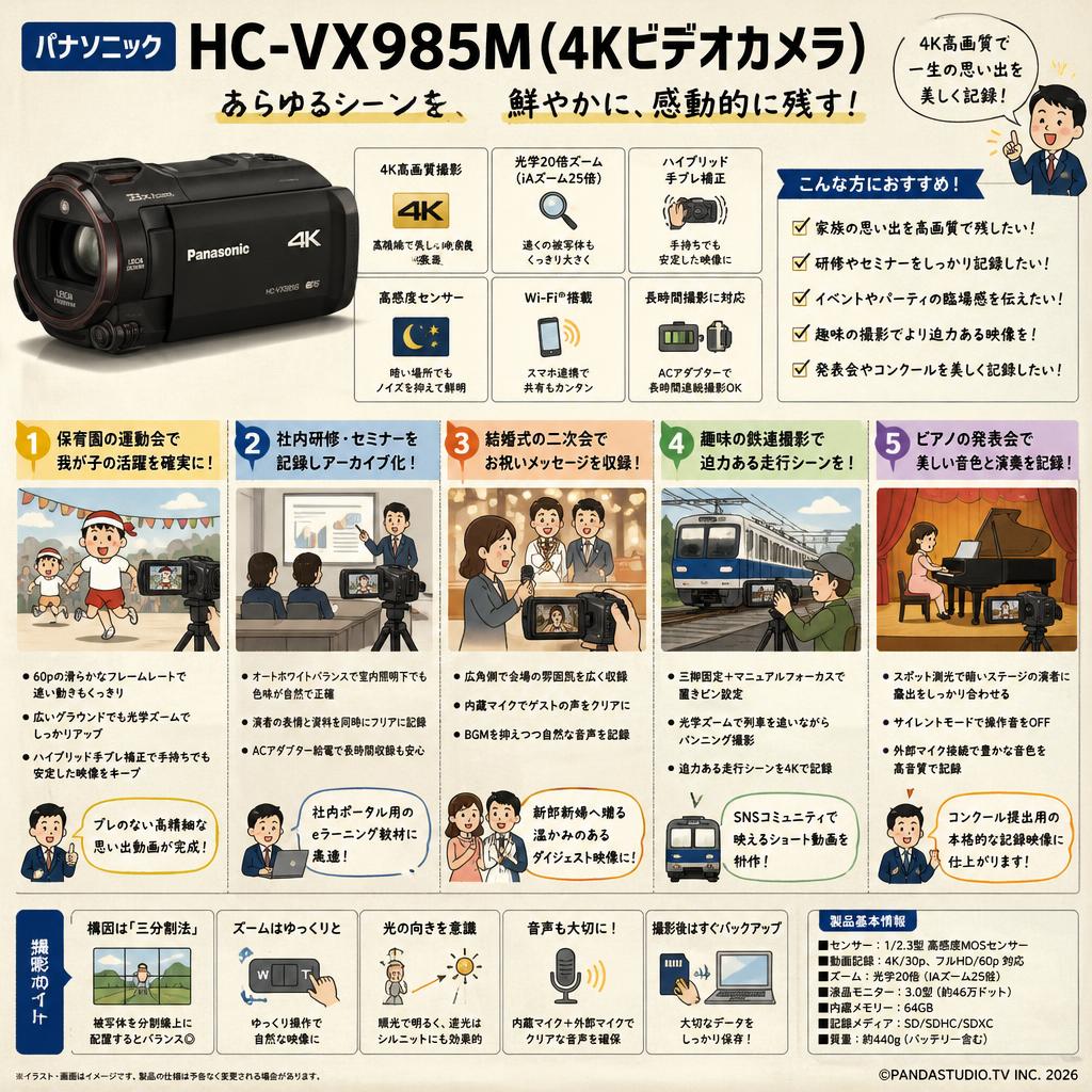 Panasonic HC-VX985M (4Kビデオカメラ) 用途
