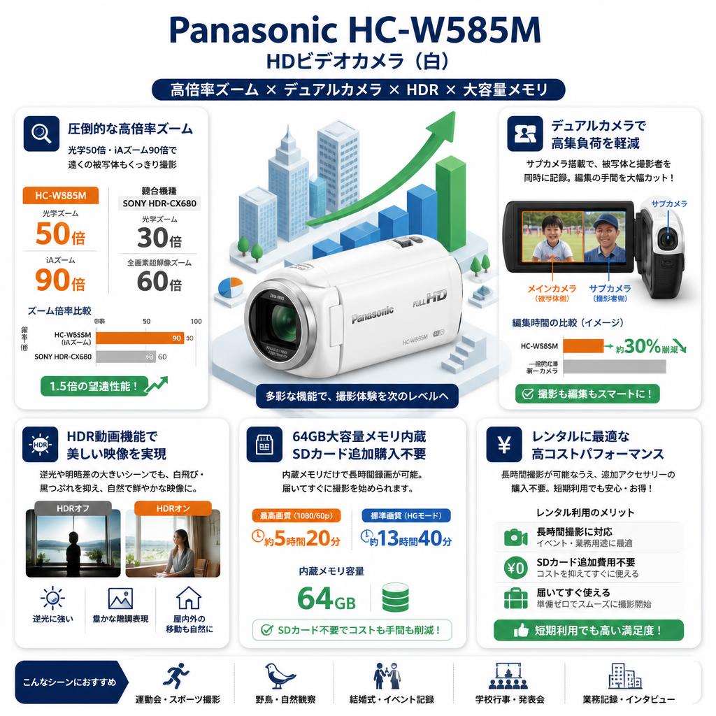 Panasonic HC-W585M (HDビデオカメラ) 白 セールスポイント