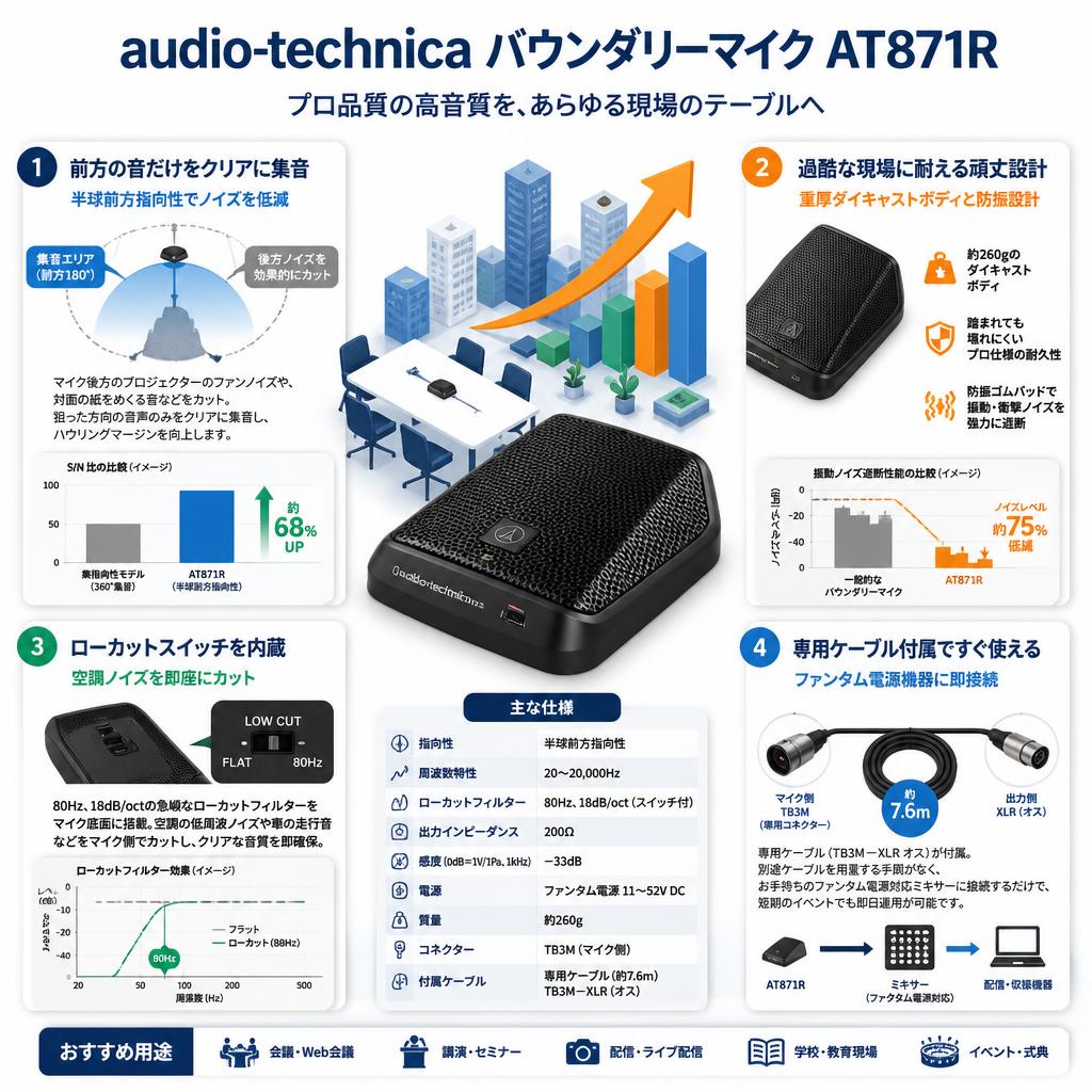 audio-technica バウンダリーマイク AT871R セールスポイント