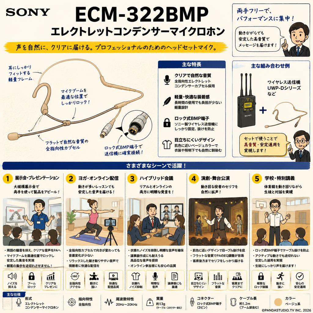 SONY ECM-322BMP エレクトレットコンデンサーマイクロホン 用途