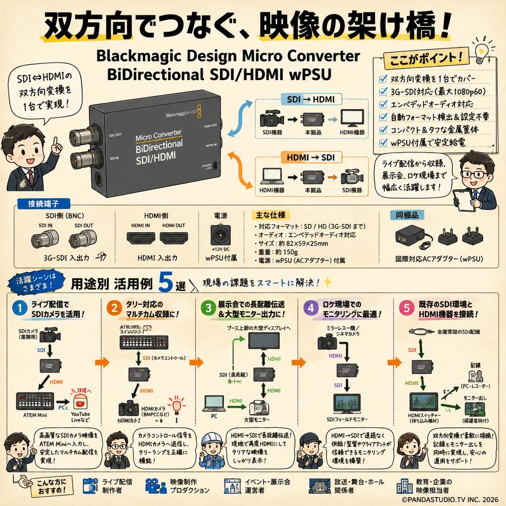 Blackmagic Design Micro Converter BiDirectional SDI/HDMI wPSU 用途
