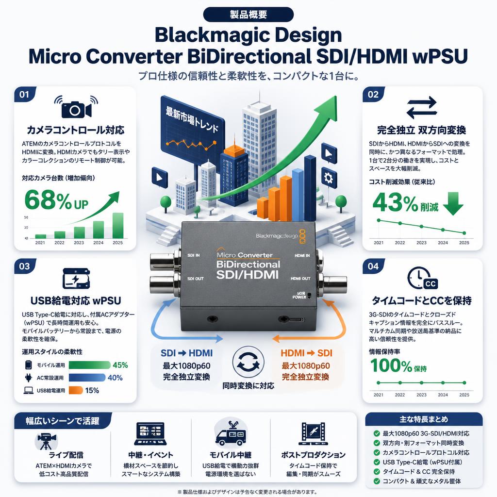 Blackmagic Design Micro Converter BiDirectional SDI/HDMI wPSU セールスポイント
