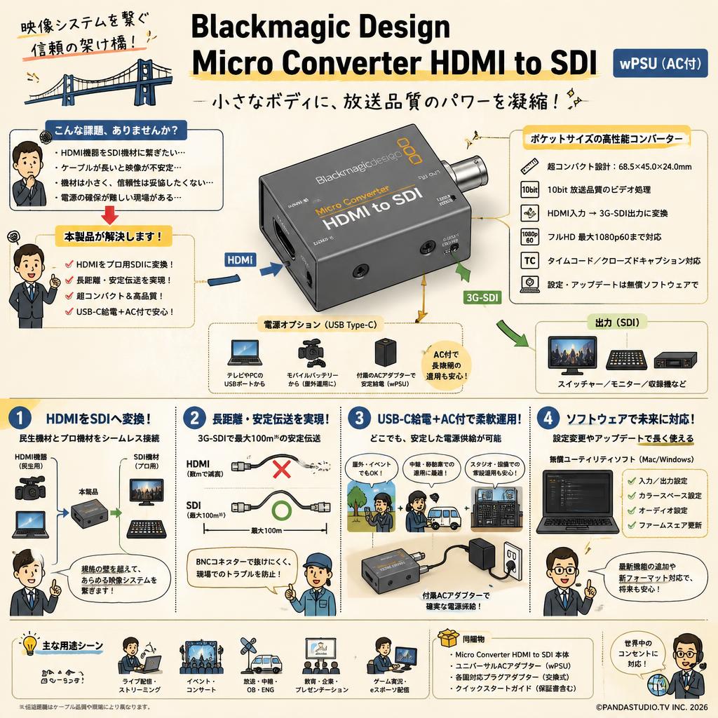 Blackmagic Design Micro Converter HDMI to SDI wPSU（AC付） 概要