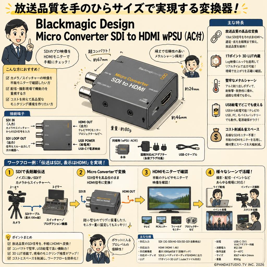 Blackmagic Design Micro Converter SDI to HDMI wPSU（AC付） 概要