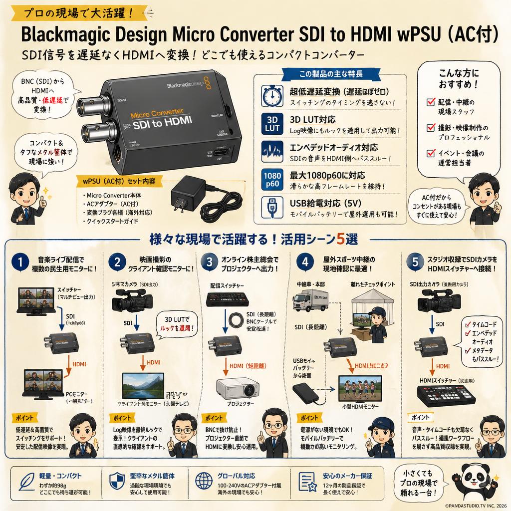 Blackmagic Design Micro Converter SDI to HDMI wPSU（AC付） 用途