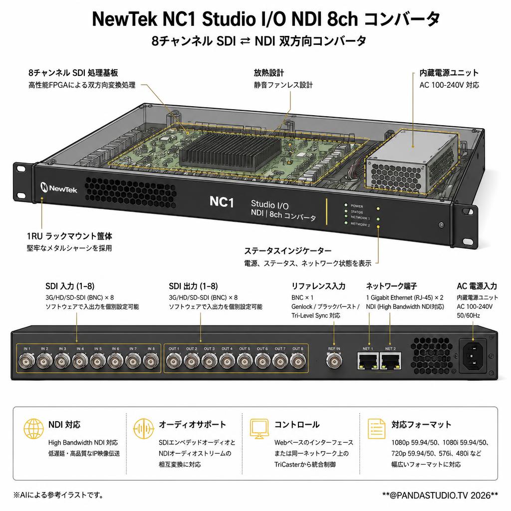 NewTek NC1 Studio I/O NDI 8ch コンバータ スペック