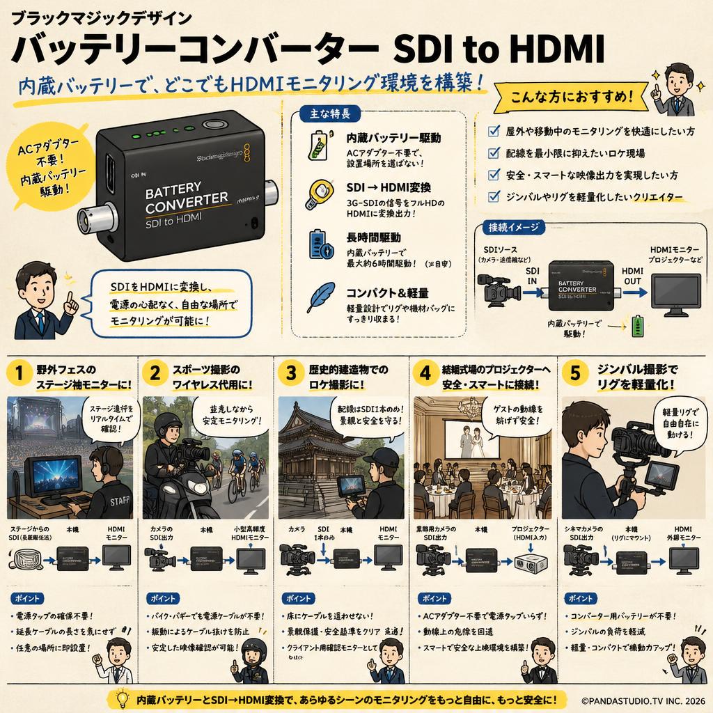 Blackmagic Design Battery Converter SDI to HDMI 用途