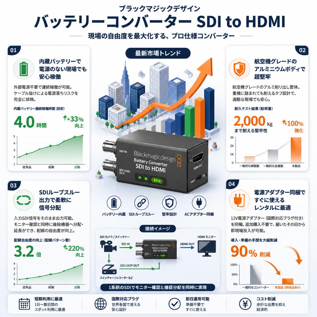 Blackmagic Design Battery Converter SDI to HDMI セールスポイント