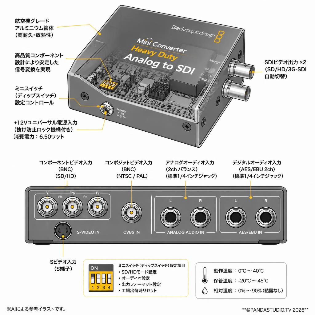 Blackmagic Design Mini Converter Heavy Duty Analog to SDI スペック