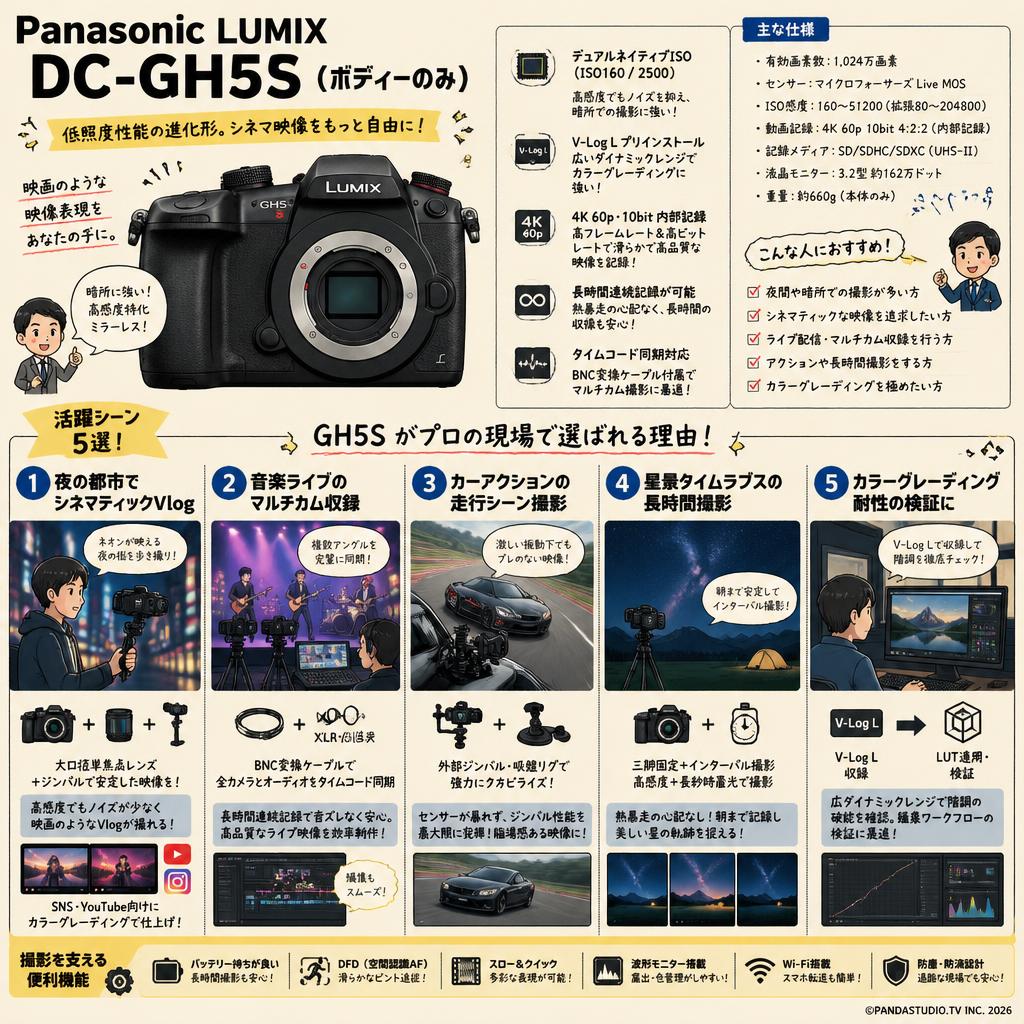 Panasonic LUMIX DC-GH5S（ボディーのみ） 用途