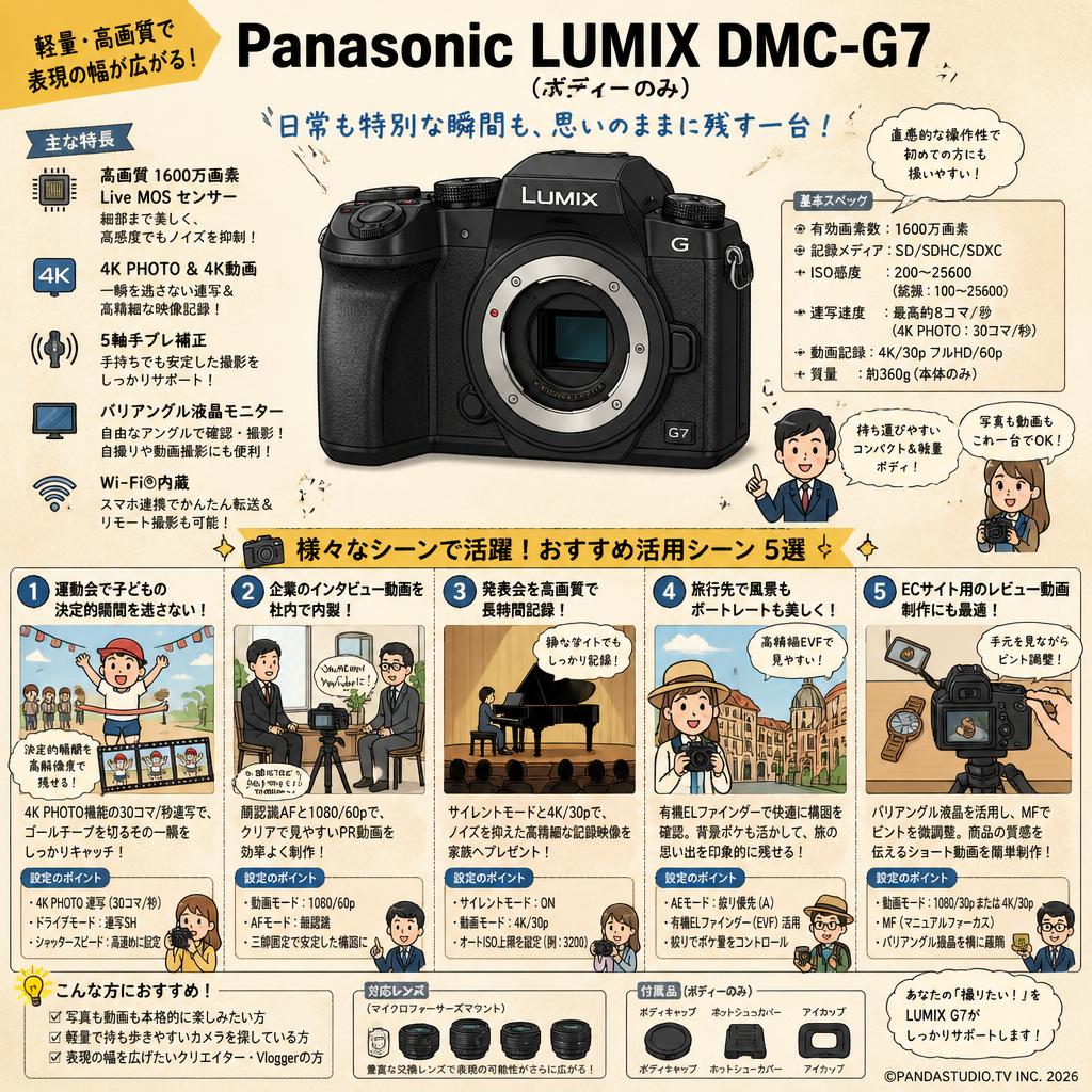 Panasonic LUMIX DMC-G7（ボディーのみ） 用途