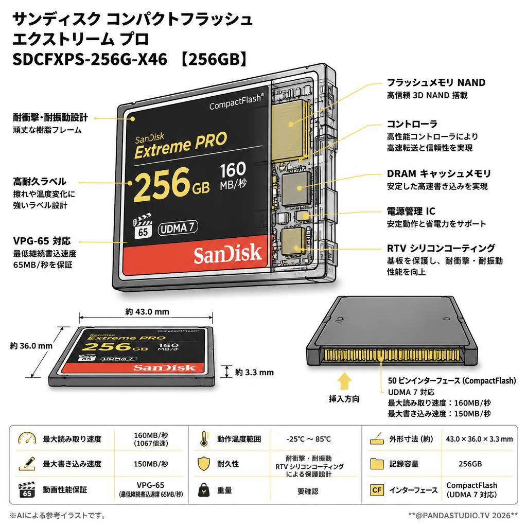 SanDisk/サンディスク コンパクトフラッシュ 【256GB】  Extreme Pro SDCFXPS-256G-X46 スペック