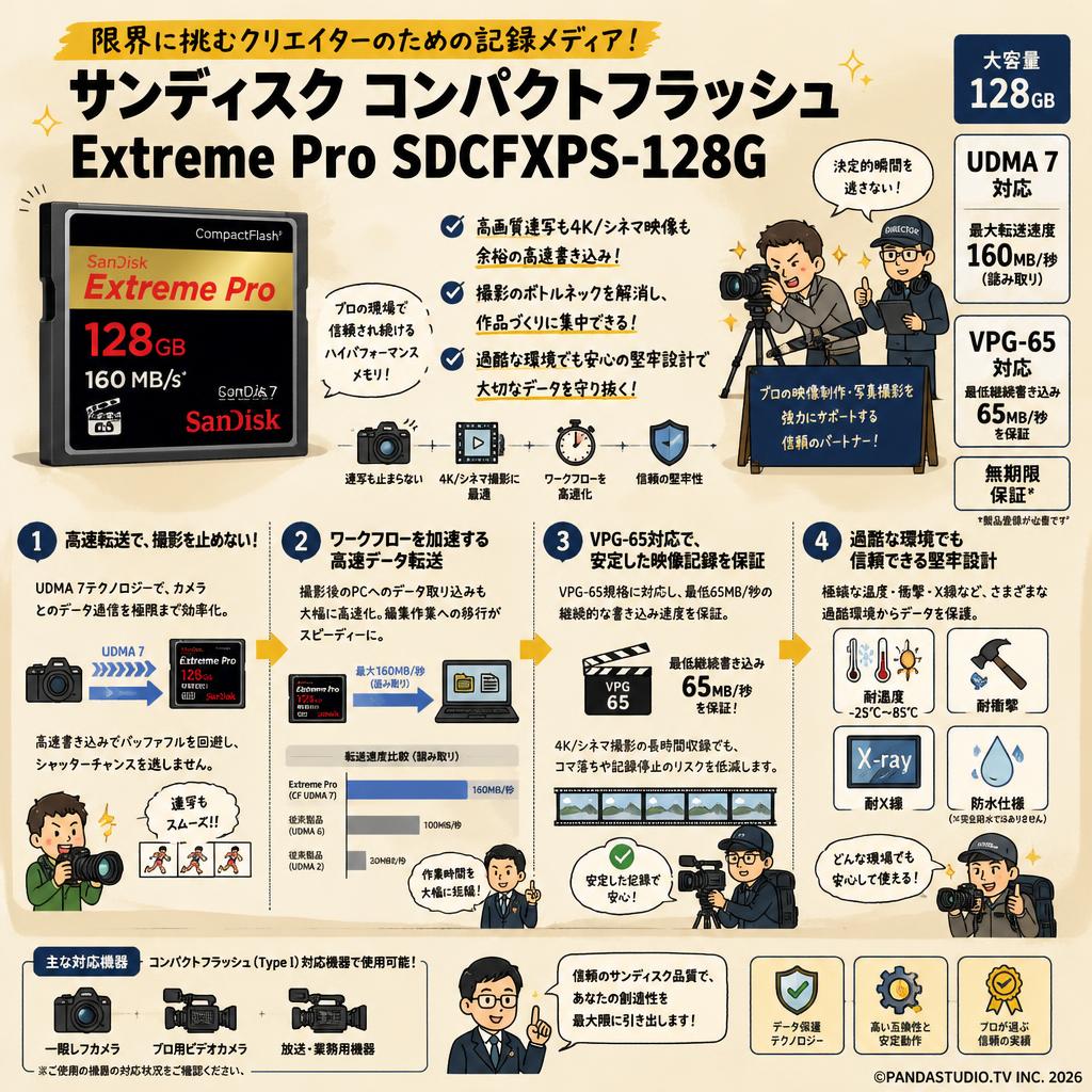 SanDisk/サンディスク コンパクトフラッシュ 【128GB】  Extreme Pro SDCFXPS-128G 概要