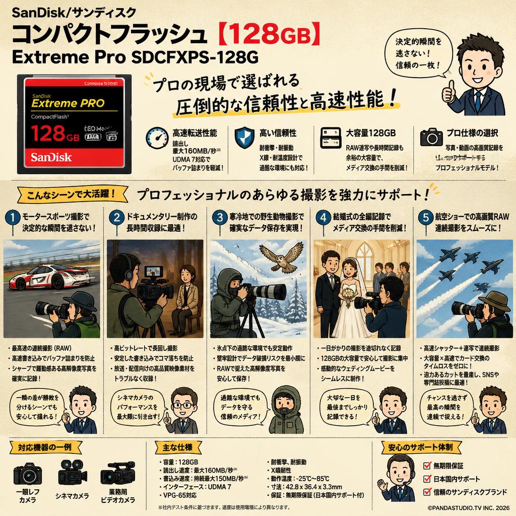 SanDisk/サンディスク コンパクトフラッシュ 【128GB】  Extreme Pro SDCFXPS-128G 用途