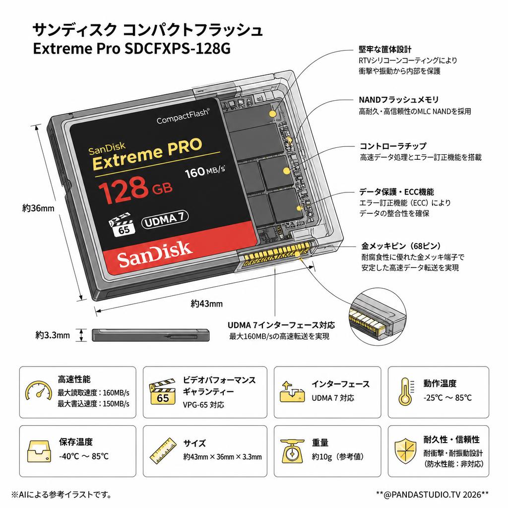 SanDisk/サンディスク コンパクトフラッシュ 【128GB】  Extreme Pro SDCFXPS-128G スペック