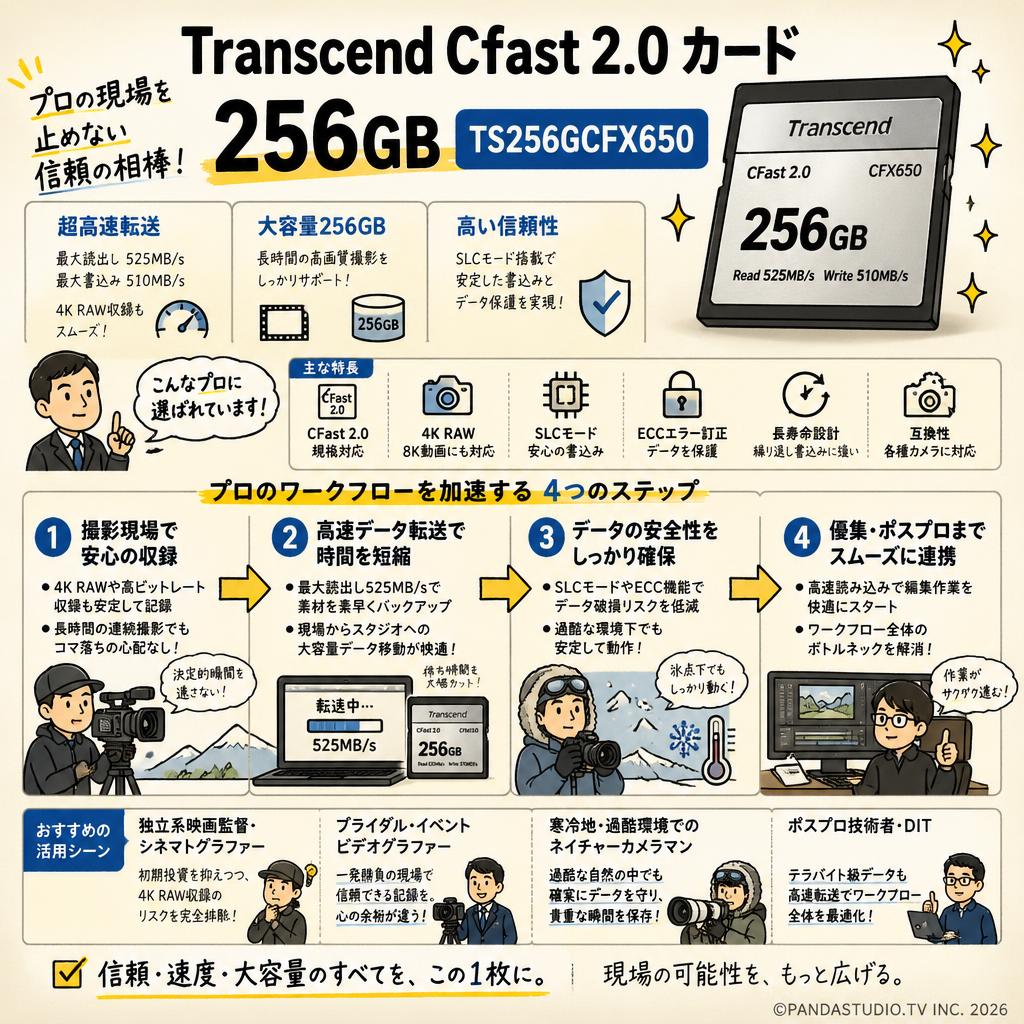 Transcend Cfast 2.0 カード 256GB TS256GCFX650 おもな対象のお客様