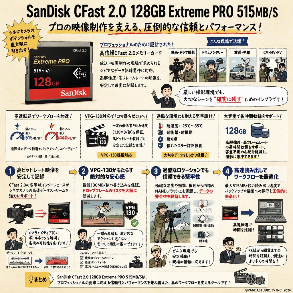 SanDisk CFast 2.0 128GB Extreme PRO 515MB/S 概要
