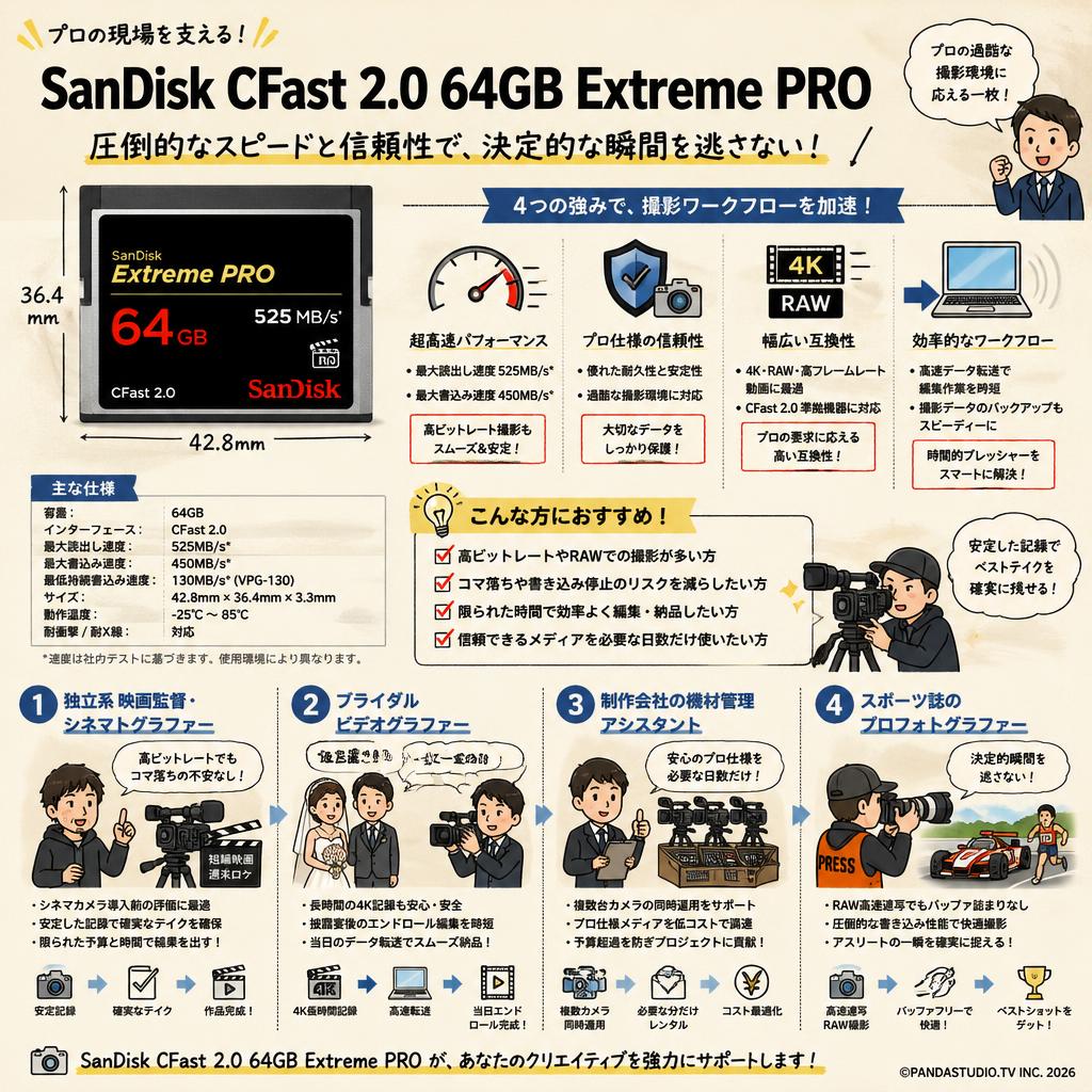SanDisk CFast 2.0 64GB Extreme PRO 525MB/S おもな対象のお客様