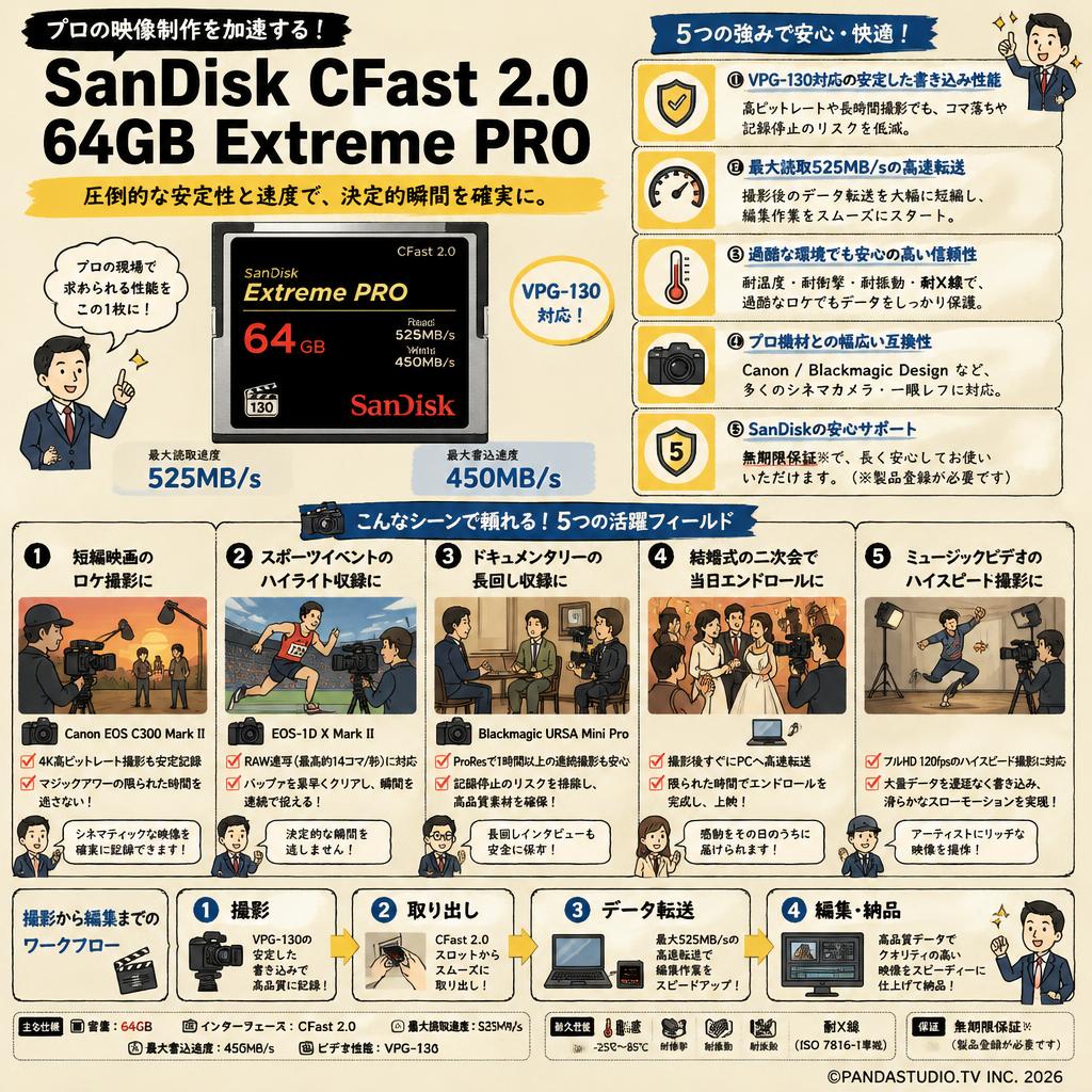 SanDisk CFast 2.0 64GB Extreme PRO 525MB/S 用途