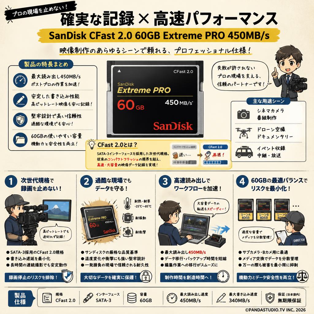 SanDisk CFast 2.0 60GB Extreme PRO 450MB/S 概要