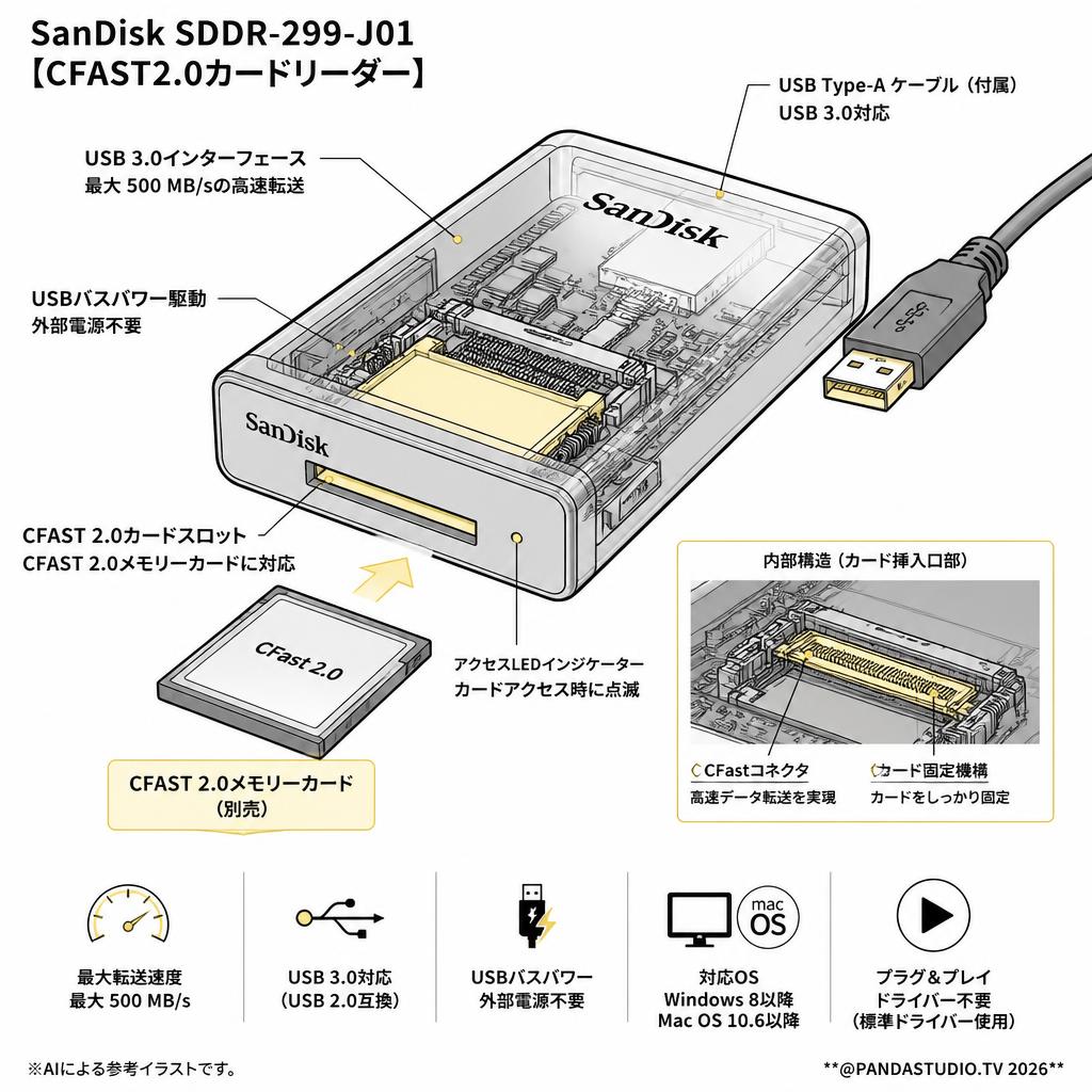 SanDisk SDDR-299-J01 [CFAST2.0カードリーダー] スペック