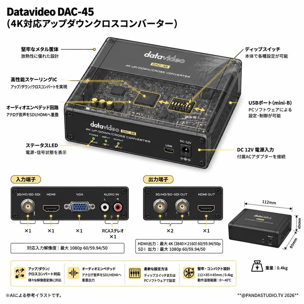 Datavideo DAC-45 (4K対応アップダウンクロスコンバーター） スペック