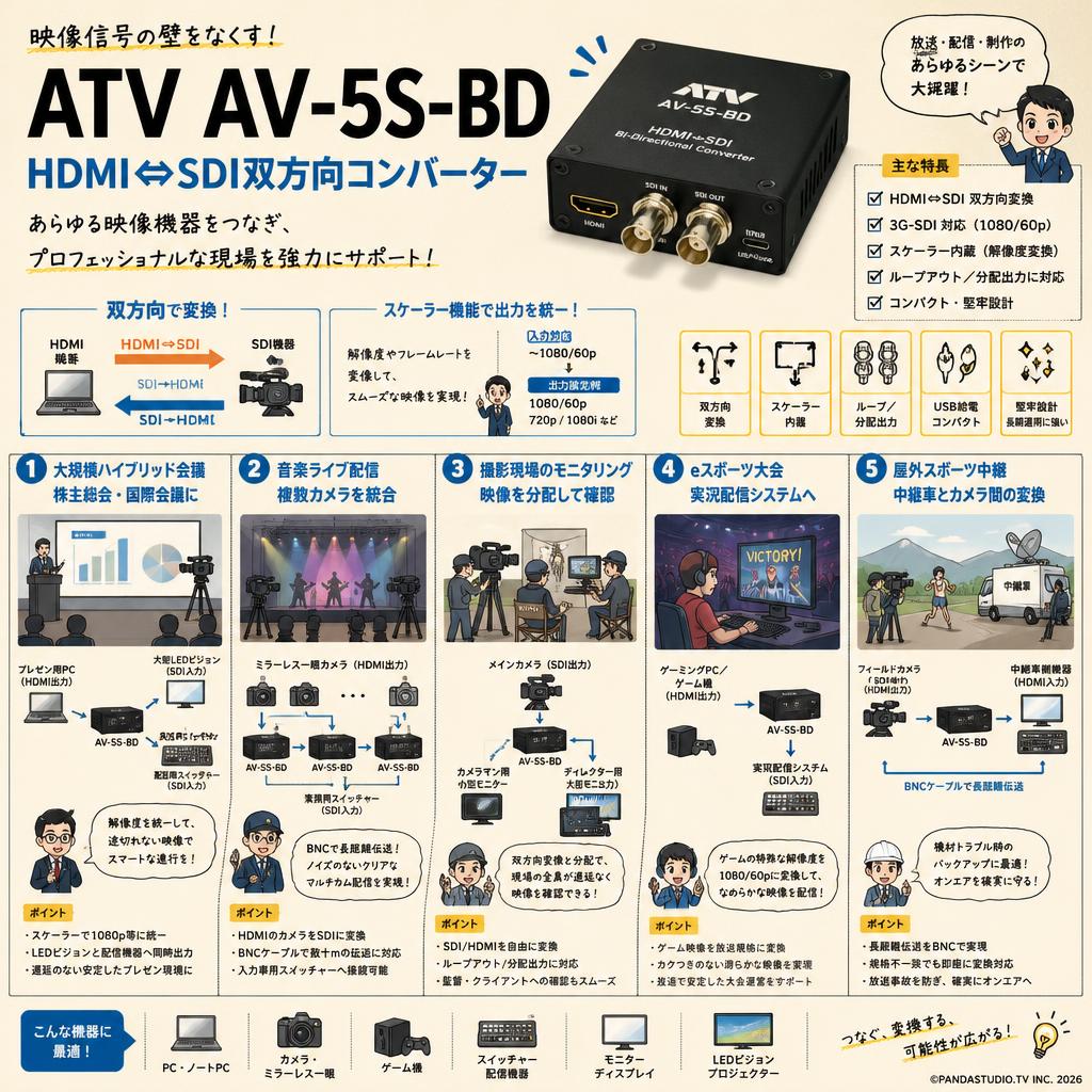 ATV AV-5S-BD HDMI⇔SDI双方向 用途