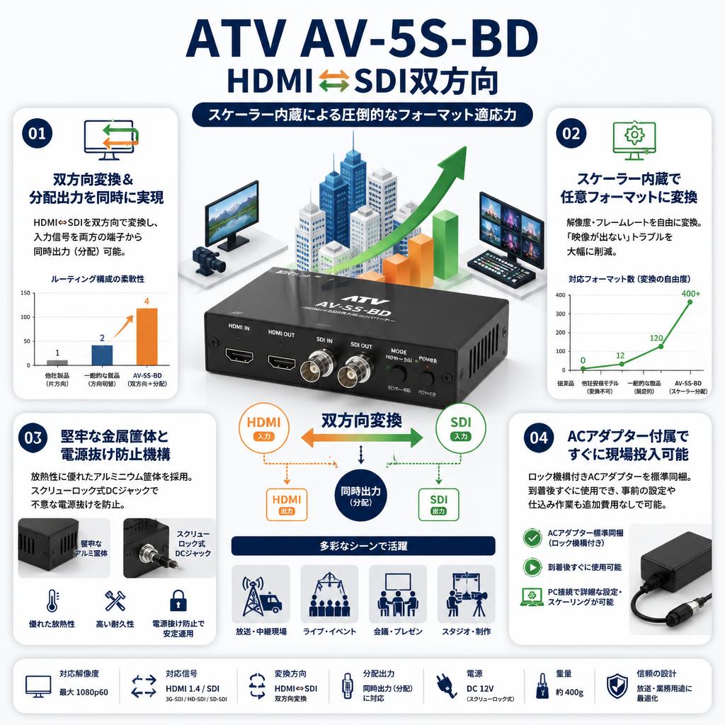 ATV AV-5S-BD HDMI⇔SDI双方向 セールスポイント