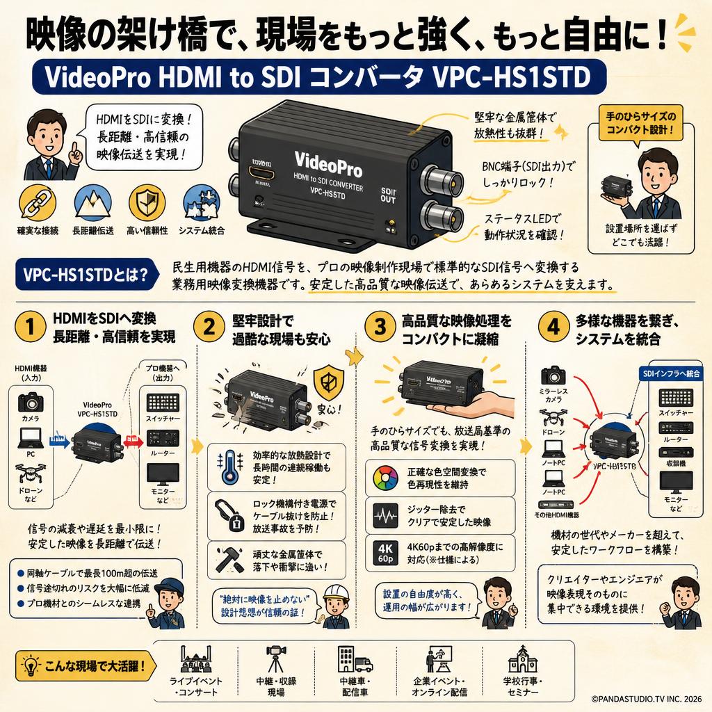 VideoPro HDMI to SDI コンバータ VPC-HS1STD 概要