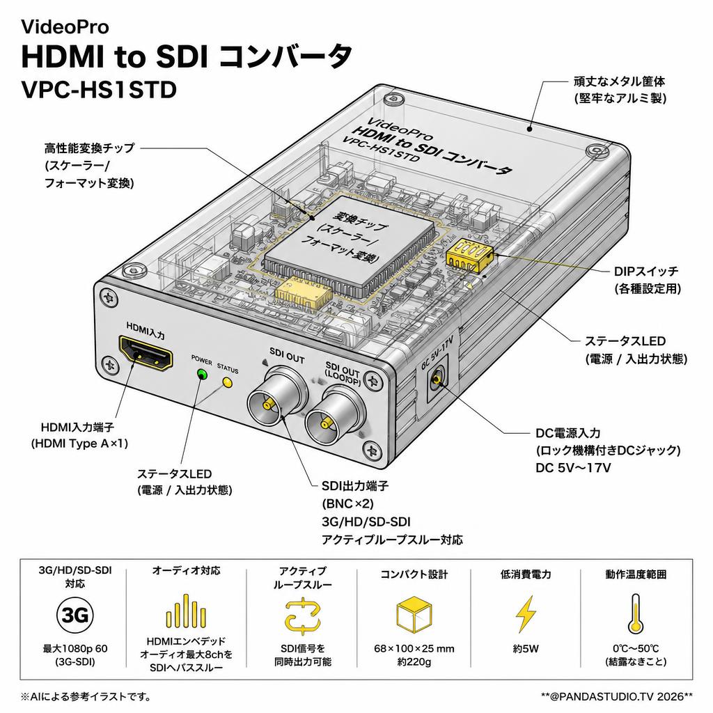 VideoPro HDMI to SDI コンバータ VPC-HS1STD スペック