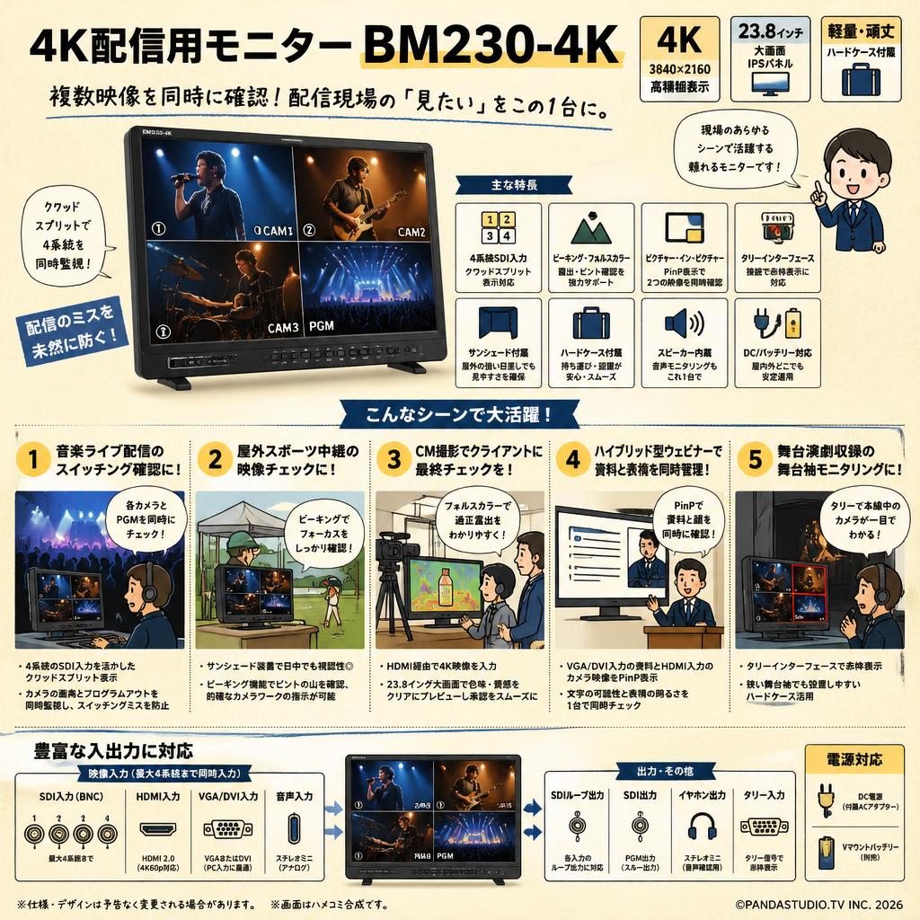 4K配信用モニター BM230-4K 用途