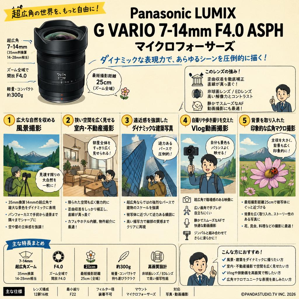 Panasonic LUMIX G VARIO 7-14mm F4.0 ASPH マイクロフォーサーズ 用途