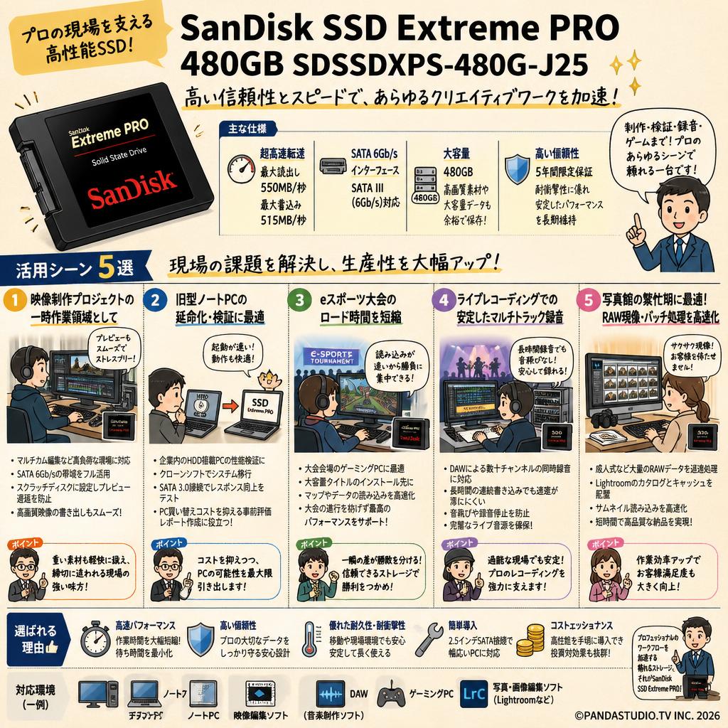 SanDisk SSD Extreme PRO 480GB SDSSDXPS-480G-J25 用途