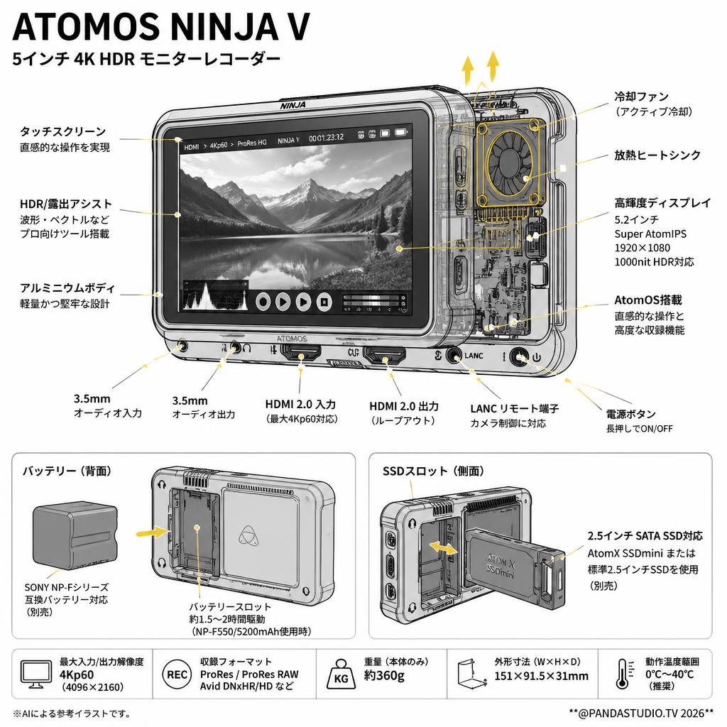 ATOMOS NINJA V スペック
