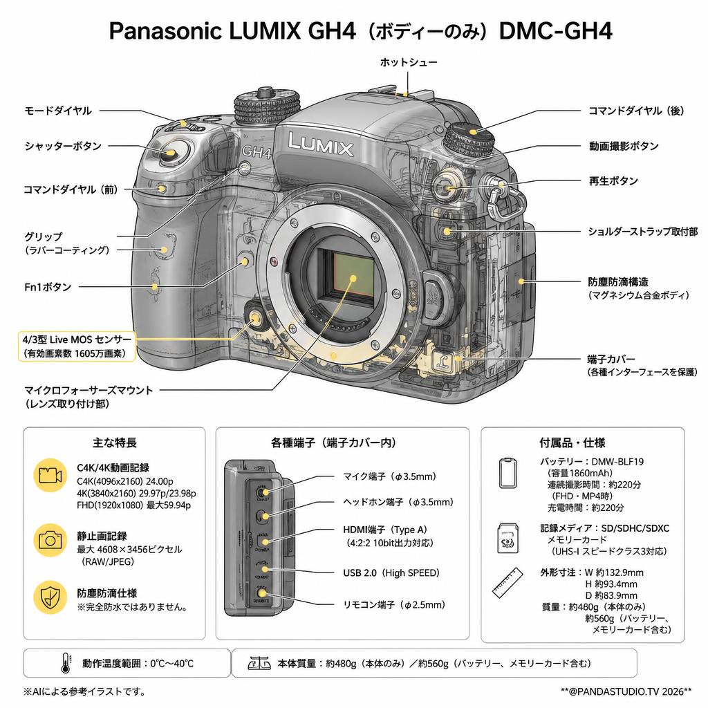 Panasonic LUMIX GH4 （ボディーのみ）DMC-GH4 スペック