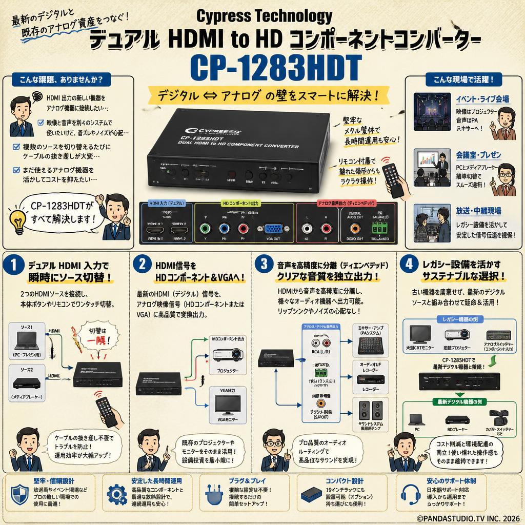 Cypress Technology Dual HDMI to HD Component Converter CP-1283HDT 概要