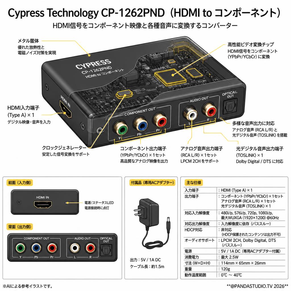 Cypress Technology CP-1262PND（HDMI to Conponent） スペック