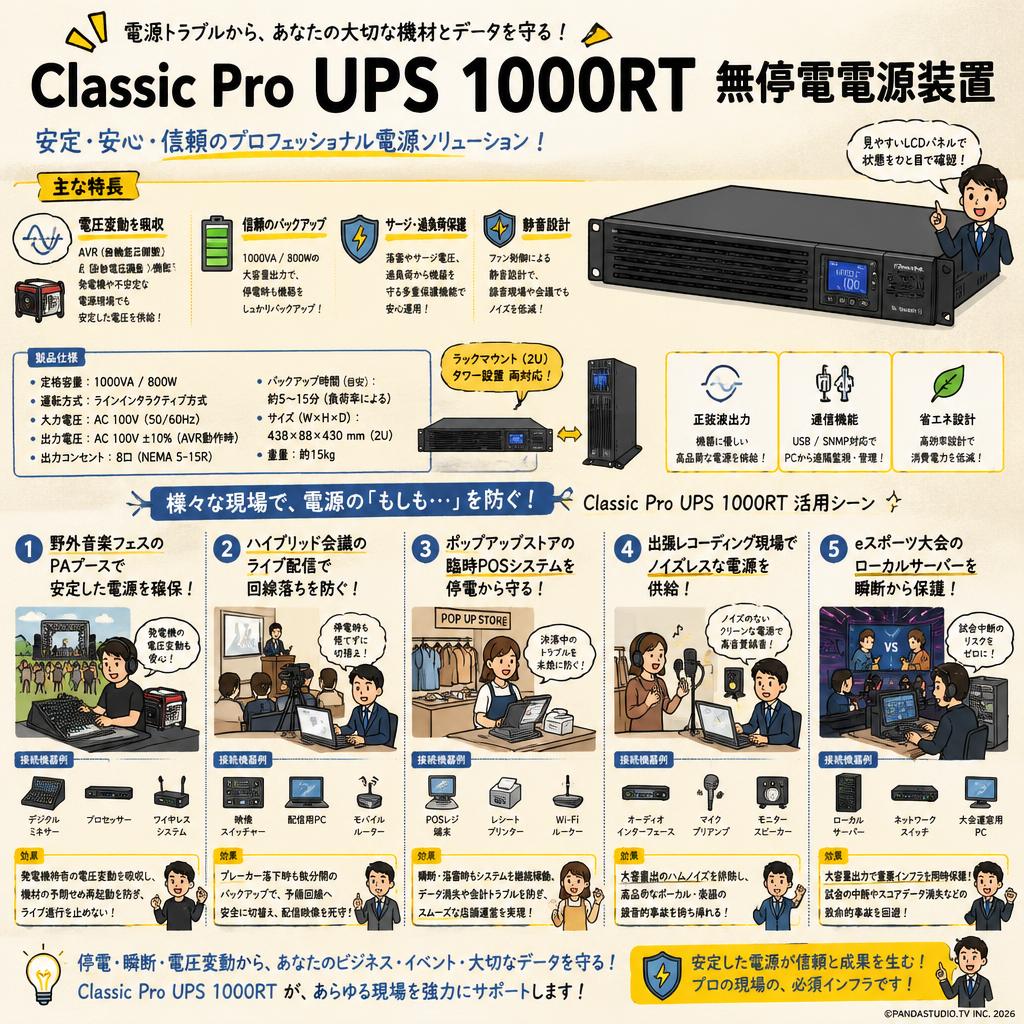 Classic Pro UPS 1000RT 無停電電源装置 用途