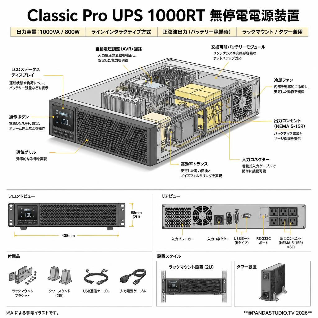 Classic Pro UPS 1000RT 無停電電源装置 スペック