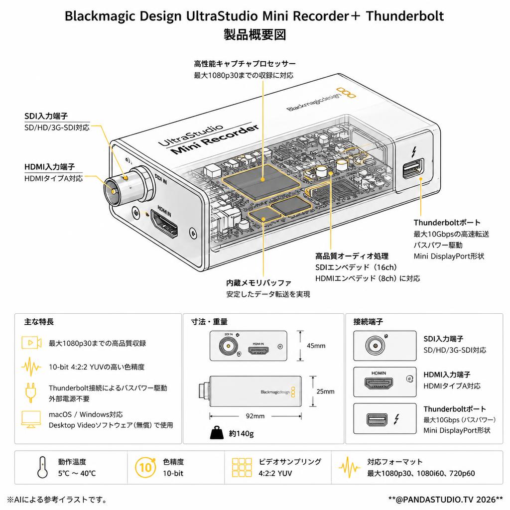 Blackmagic Design UltraStudio Mini Recorder＋ Thunderbolt スペック