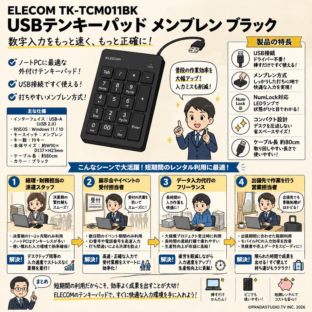 ELECOM TK-TCM011BK [USB テンキーパッド メンブレン ブラック] おもな対象のお客様