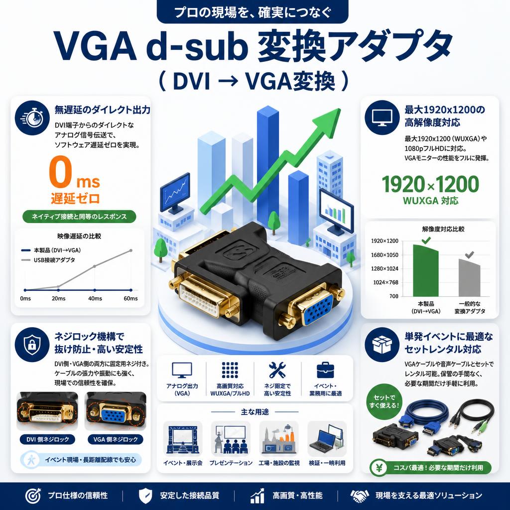 VGA d-sub 変換アダプタ（DVI → VGA変換） セールスポイント