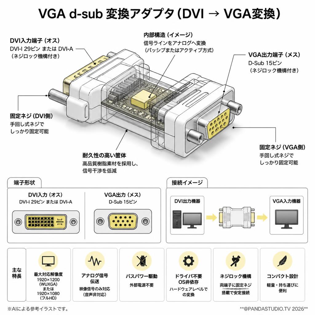 VGA d-sub 変換アダプタ（DVI → VGA変換） スペック