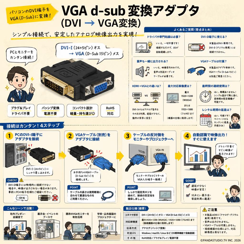 VGA d-sub 変換アダプタ（DVI → VGA変換） FAQ（よくある質問と答え）