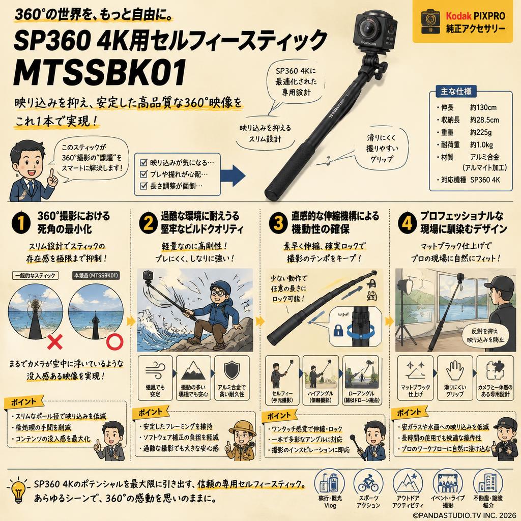 SP360 4K用セルフィースティック MTSSBK01 概要